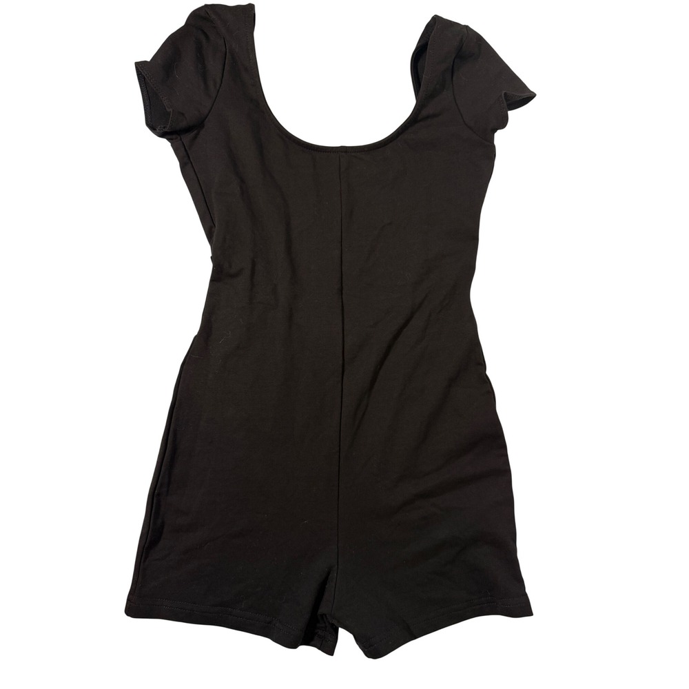 Edikted Black Short Sleeve Low Back Romper Bodysuit XS NWT